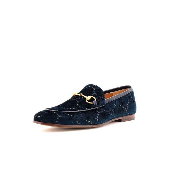 Gucci Men's Jordaan Loafers GG Velvet Blue
